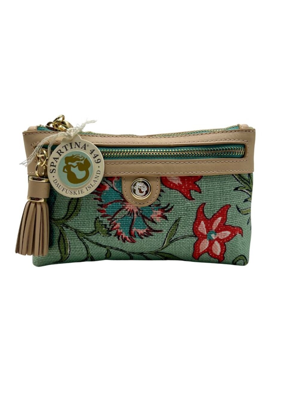 Spartina 449 Green Floral Canvas Wristlet